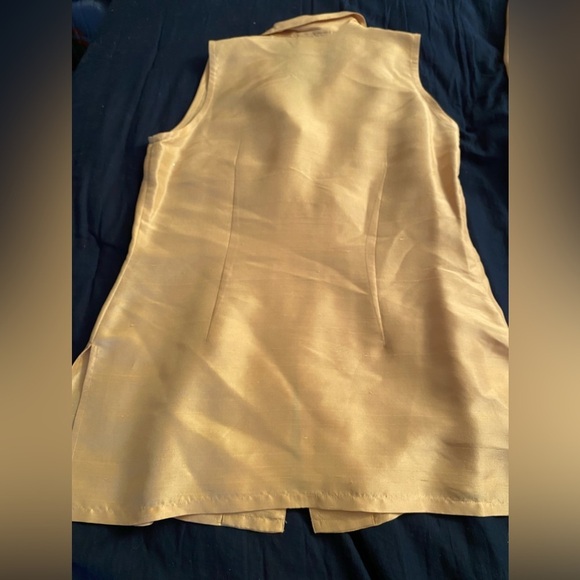 Jennifer Moore Petites Silk Coord Pantsuit Set in Golden Girl 100% Silk - Picture 6 of 9